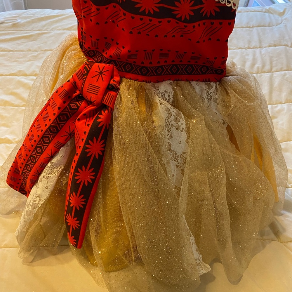 Charming Red and Gold Kids Moana Costume - Picture 2 of 7